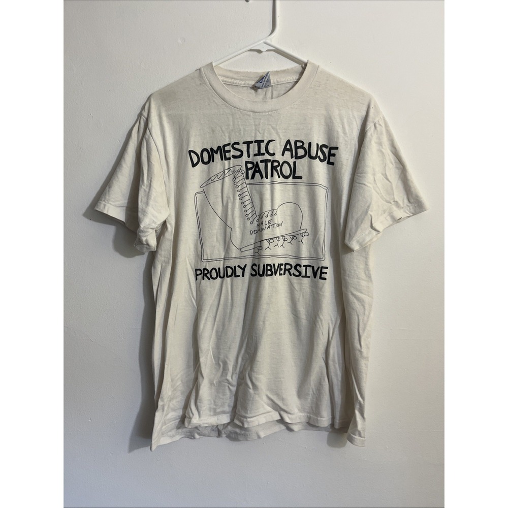 Vintage Cal Cru T Shirt Domestic Abuse‎ Patrol Graphic Men's L Made In USA